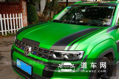 全车泛着刺眼的绿光，大众途昂改装案例